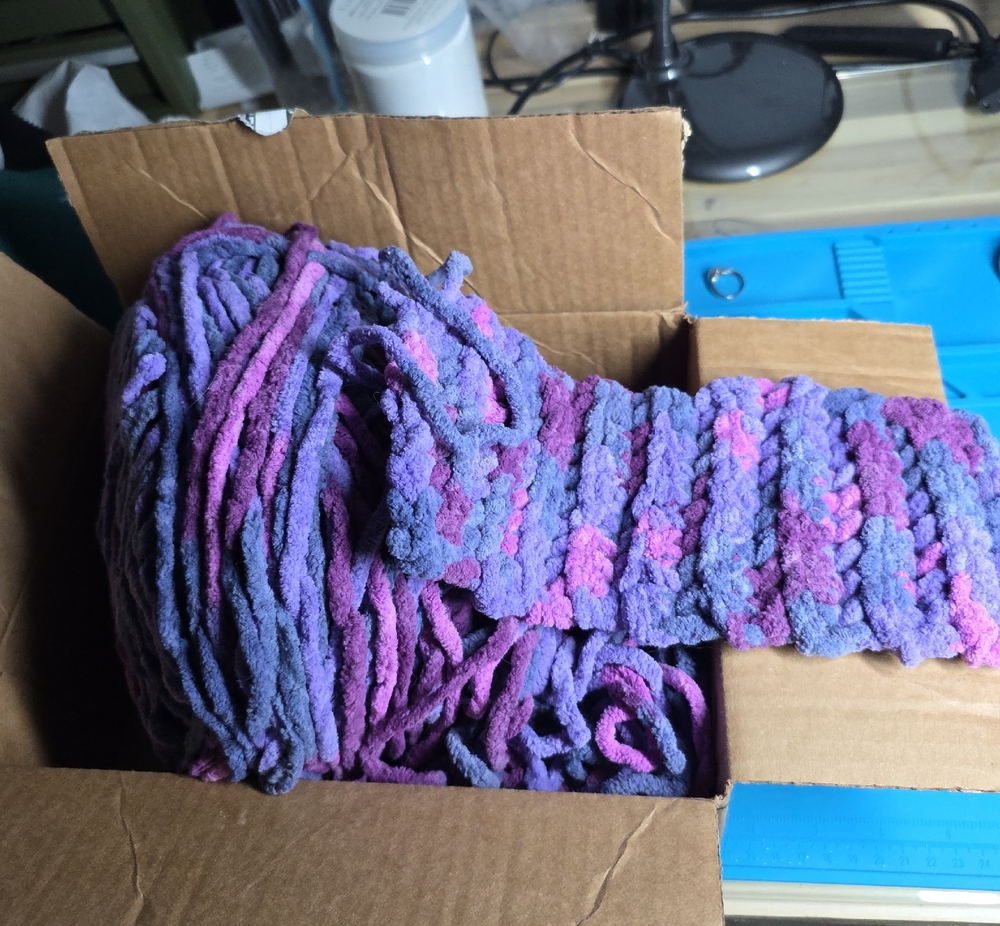 Plush Chunky Chenille Crochet Yarn - Purple & Pink Huge box of it.